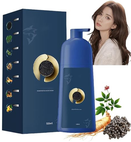 Qiweitang Coloration capillaire, crème de coloration capillaire au caviar, teinture capillaire protéique Zhihuashi Caviar, teinture capillaire végétale à bulles, crème de teinture (Chestnut Brown)