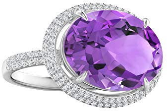Shine Jewel Horizontal Ovaler Amethyst Cocktail Ring 925 Silber 1.0 CTW Brautschmuck (65 (20.7))