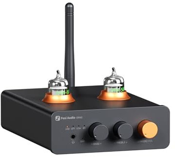 Fosi Audio GR40 Préamplificateur à Tube avec DAC, Amplificateur de Casque Stéréo 3,5 mm pour Haut-Parleurs/Casques Actifs, Préampli Convertisseur Audio Numérique vers Analogique avec BT, USB/Opt/Coax