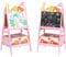 AIYAPLAY 2-in-1 Kindertafel, doppelseitige Kinder Staffelei, Staffelei mit Kreidetafel, Whiteboard, Aufbewahrungsboxen, für Kinder 3-8 Jahre, Rosa