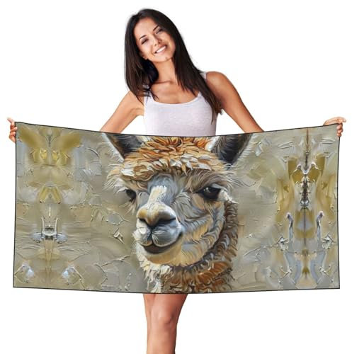 YaWea Strandtuch mit Alpaka-Lama-Druck, Stranddecke für Reisen, Camping, Urlaub, Essentials für Erwachsene, Damen, Herren