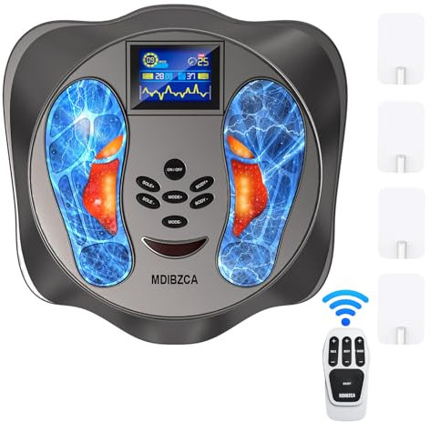 MDIBZCA Masseur de Pieds avec Télécommande, Appareil Massage Circulation Sanguine, EMS & TENS Stimulateur Circulatoire pour Neuropathie, Soulager les Douleurs de Pieds, Améliore la circulation sang