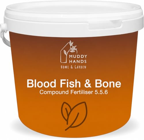 Muddy Hands 5kg Blood Fish & Bone Fertiliser 5.5.6 Granules Plant Food for Flowers Vegetables Shrubs Roses Trees Lawns & Root Growth – Natural Garden Feed