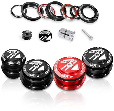 AEYINO 1-1/8 Jeu de direction Casque de vélo VTT Threadless 34 44 44-55 44-56 mm, tube fuselé droit pour VTT, vélo de route, vélo de route, double roulement étanche, pour cadre de fourche