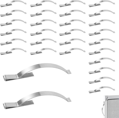 NARHOR 30stk Fliegengitter-Clips für Fenster, Klammern mit Spannfedern für Fenstergitter aus Edelstahl Flache Federklammern für Fenster Halten Fliegengitter Sicher in Aluminiumkanälen