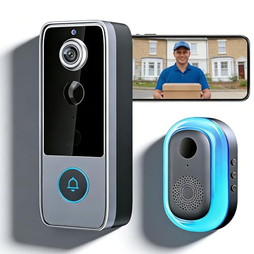 chenghuayu Purepeeki Camera Doorbell – HD Camera with Night View, Motion Detection Alerts, Two-Way Audio & App Live View, Wireless Install for Front/Back Door – Ideal for Flats, Houses & Rented Homes