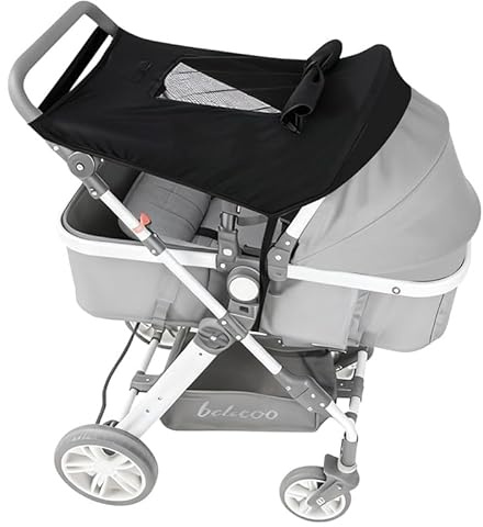 Sonnensegel Kinderwagen, Verstellbarer Kinderwagen Sonnenschutz, Sonnenschutz Buggy Tuch, Sonnensegel Kinderwagen mit Sichtfenster, Mit Uv Schutz Upf 50+ und Wasserdicht, Schwarz