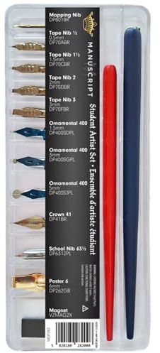 MANUSCRIPT Student Artist Nib Selection Box, 11 Nibs, 2 Holders