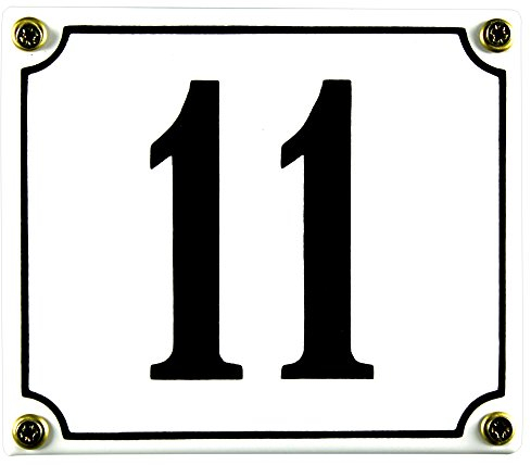 Buddel Bini Wetterfestes Emaille Hausnummernschild 11 12 x 14 cm, sofort lieferbar, weiß