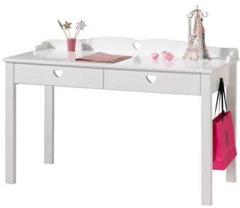 AMORI Bureau en Blanc avec Tiroirs Soft-Close - Une Apparence Romantique et Élégante