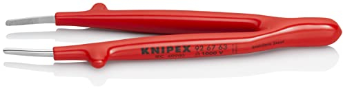 KNIPEX Precision Tweezers insulated, 145 mm, Spring steel, high strength, Red, for electrical installations up to 1000 V