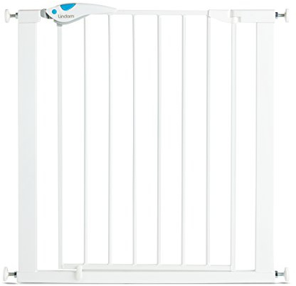 Munchkin Lindam Stair Gate | Easy Fit Plus Deluxe Toddler & Baby Gate | Stair Gate Pressure Fit Baby or Dog Gate | Baby Safety Gate for Stairs & Doorways | No-Screws Steel Child Gate | 76-82cm, White