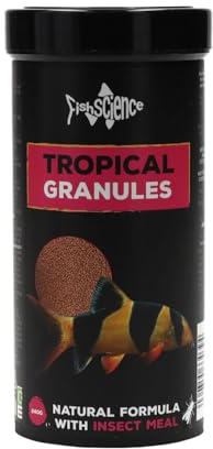 FishScience Tropical Granules 240g (500ml) Slow Sinking Enhances Colour | High Protein Natural Diet With Insect Meal, Spirulina, Krill & Vegetables – Immunity