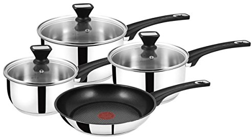 Jamie Oliver by Tefal Essential Serie Edelstahl Silber 4 Stück Pfanne Set – a610s444