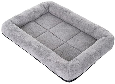 ZOOPLUS Kuschelkissen für Hundeboxen | Formstabiles Kissen aus weichem Teddyplüsch | Dicker Rand & Liegeflächen-Polsterung mit Steppung | ideal für Transportboxen & Transportkäfige (S)