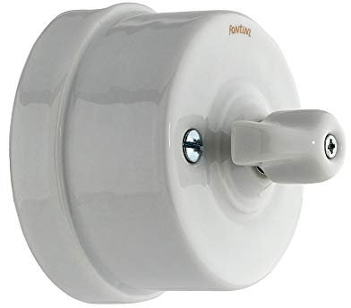 Interrupteur en porcelaine blanche sans ruban Fontini Bouton-poussoir ON-ON-OFF Blanc