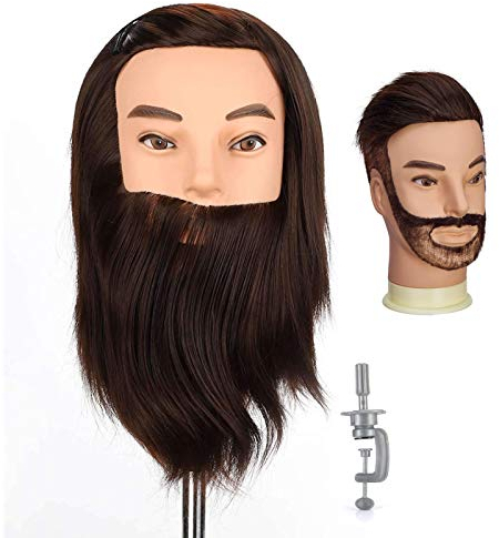 Mann Frisierkopf übungskopf Neverland Männlicher Friseur Frisierkopf Mit Langen Haaren Puppenkopf Modell Kopf Mannequinkopf 100% Synthetisches Haar Mit halter (12 Zoll)