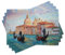 ABAKUHAUS Venedig Platzmatten, Aquarell von Venedig Serene Cityscape antiken Gondeln Scenic, Waschbare Stoff Esszimmer Küche Tischdekorations Digitaldruck, Hellblau Pfirsich