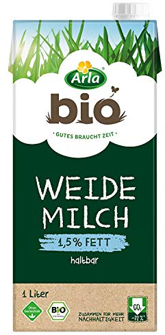 Arla BIO Haltbare Weidemilch 1.5% Fett, Bio H-Milch aus artgerechter Tierhaltung, 12x1 l