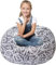 Kids Bean Bag - COVER ONLY - Stuffed Animal Storage - Beanbag Chairs for Kids - 90+ Teddy Plush Toys Holder and Organiser for Girls - 100% Cotton Canvas - Mint Roses