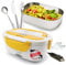 SPICE Amarillo – Speisenwärmer, Edelstahl, tragbar, Doppelspannung, 220 V – 12 V, mit herausnehmbarem Behälter 1,5 l + 3-teiliges Besteck-Set aus Edelstahl