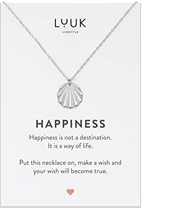 LUUK LIFESTYLE Wasserfeste Edelstahl Halskette mit Anhänger, moderner Schmuck, Geschenkidee für Damen, Glücksbringer für Frauen, feminin & filigran, Kette mit Muschel, silber