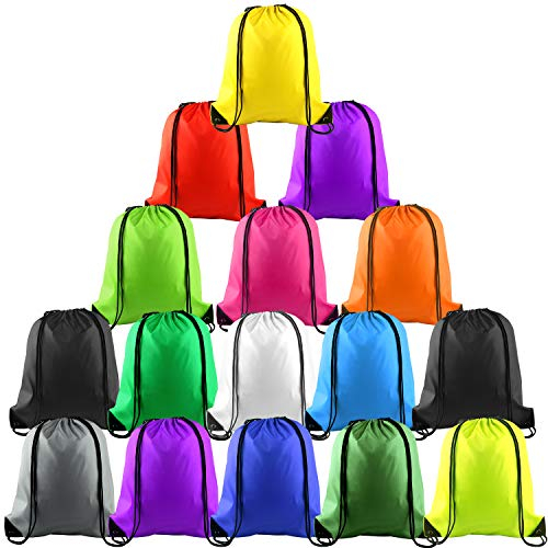 FEPITO 16 PCS sacchetti con coulisse Zaino con corde Zaino sfoderato Borsa da cinch Borse sportive per viaggi in palestra