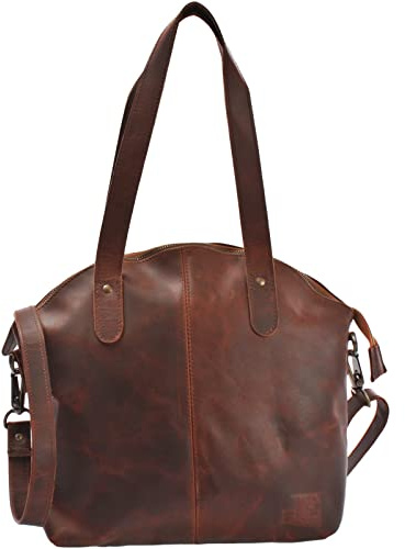 LECONI Shopper Schultertasche Damen Handtasche Ledertasche Natur Henkeltasche aus Leder Damentasche 33x30x10cm LE0060