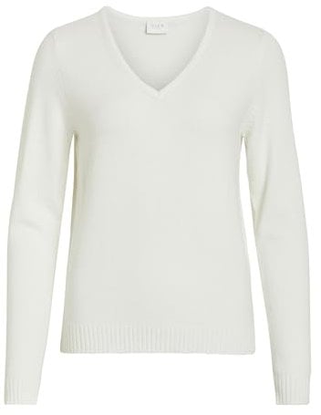 Vila Mujer Viril L/s V-Neck Knit Top-Noos Suéter Not Applicable, Alyssum Blanco, XL