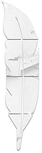 iSpchen DIY Feder Spiegel Wand Aufklebe, 3D Acrylic Feder Spiegel Wandaufkleber Selbstklebende für Wohnzimmer Kunst Wanddekoration