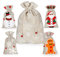 Homewit Leinensäckchen, 5PCS Weihnachten Säckchen mit Schneeflocken, Lebkuchenmann, Schneemann, Leinenbeutel in Zwei Größen mit Baumwollkordel für Süßigkeits Geschenke Dekorationen Geschenkverpackung