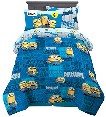 Franco Kinder-Bettwäsche-Set, superweich, mit Kissenbezug, 5-teilig, für Doppelbett, Minions The Rise of Gru