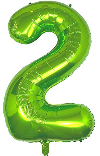 DIWULI Luftballon 2 Geburtstag XXL Grün - Zahl 2 Ballon