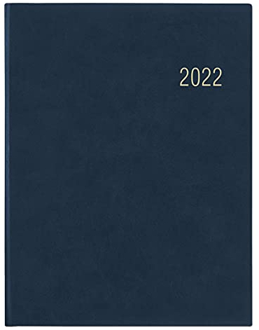 Wochenbuch blau 2022 - Bürokalender 21x26,5 cm - 1 Woche auf 2 Seiten - mit Eckperforation und Fadensiegelung - Notizbuch - 728-0015