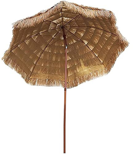 Yclty Hawaii Sonnenschirm Stroh Sonnenschirm für Strandterrassen, Balkon Sonnenschirm Neigbar, Tiki Strandschirm, 6ft Tragbarer Outdoor Strohschirm für Gärten und Höfe