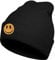 Koesnbre Schwarze bestickte Beanie-Mütze für Herren und Damen, Winter, warm, dehnbar, Quackity, Strickmütze, für Männer und Frauen, Schwarzes Smileface, Einheitsgröße