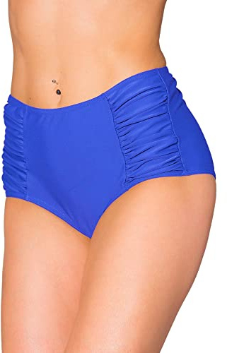 Aquarti Bikinihose Damen mit Hoher Taille und Raffung | Aquarti Klassische Bikinihosen für Damen in Uni-Farben