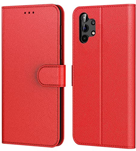 Tenphone Coque pour Samsung Galaxy A13 4G / 5G, Coque Samsung A13 Lite, Etui Protection Housse Premium en Cuir PU,Pochette Fermeture Magnétique,Flip Case Compatible avec Galaxy A13 (Book Rouge)