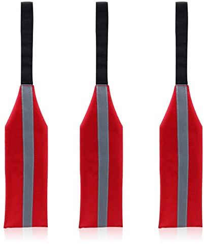 3 Pieces Safety Travel Flag for Kayak, Red Canoe Safety Flag, Tow Warning Flag Long Load with Webbing, Reflective Flag Sign Kayak Trailer Flag (red)