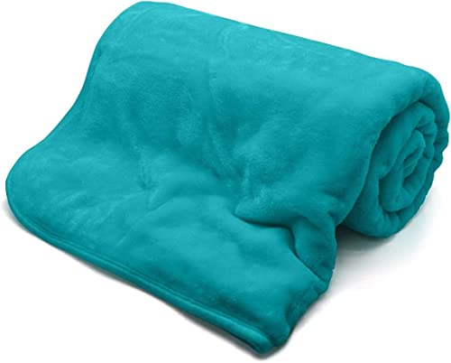 NIGHTZONE Luxury Faux Fur Mink Fleece Throw Over Sofa Bed Soft Warm Blanket (Teal, King (200 x 240 cm))