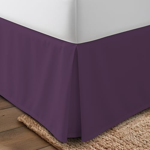 Utopia Bedding Twin Bed Skirt - Soft Quadruple Pleated Ruffle - Easy Fit with 15 Inch Tailored Drop - Hotel Quality, Shrinkage and Fade Resistant (Twin, Purple)