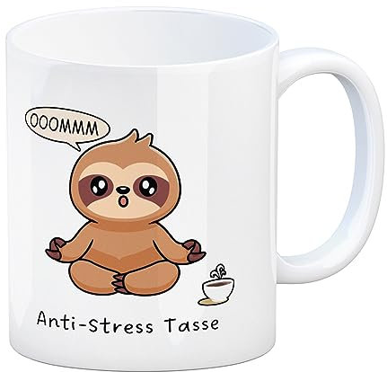Anti Stress Faultier Kaffeebecher Anti-Stress Tasse als Geschenk für Sloth Liebhaber die sich morgens keinerlei Stress machen wollen