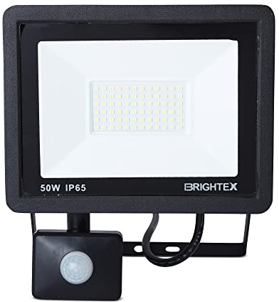 Brightex led floodlight 50w Cool White 4500 Lumen IP65 Security Motion Sensor Outdoor wall Spotlight Flood Light Water Proof for Garage Garden with pir Sensory