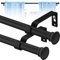 Curtain Poles, Curtain Poles for Eyelet Curtains 76 to 116 cm, 1.6 cm Adjustable Single Curtain Rods with Brackets for Patio, Sliding Glass Door, Living Room, Matte Black, 2 Pack