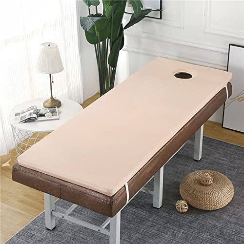 KKCD 4cm Dicke Massagetisch-Bettmatratzenauflage, Plüsch-Bettmatratze Für Schönheitssalons Mit Rundem Kopf, Spa-Bettlaken Für Physiotherapeuten,Bett Nicht Inbegriffen,Beige,60x180cm