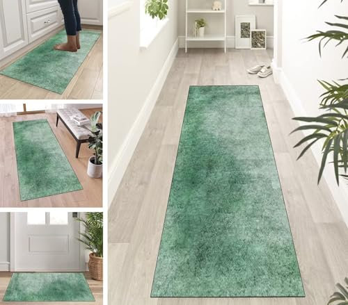 ZUZEKU Alfombra larga para pasillo, cocina, verde oscuro, pasillo, antideslizante, moderna, 40 x 60 cm, para cocina, dormitorio, comedor, poliéster, por metros, personalizable