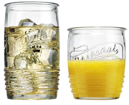 Glaver's Original Mason - Set di 8 bicchieri highball da 113,4-590 ml e bicchieri da whisky da 113,4-370 ml, per uso domestico quotidiano, acqua, birra, succhi di frutta, cocktail.