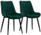 CLIPOP Samt Esszimmerstühle 2er Set Küchenstühle Polsterstuhl Wohnzimmerstuhl Gepolsterte Sessel Sitzfläche mit Rückenlehne und Metallbeine (2er Set, Grün)