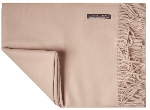 Apikuna® Alpaka Wolldecke aus 100% feinster Baby Alpaka Wolle - 180 x 130 cm in Beige - kuschelig weiche & warme Decke - Sofadecke Alpakadecke Kuscheldecke Alpaka Decke Baby Alpaka Decke