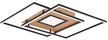 Trio Leuchten LED Deckenleuchte Via 620710380, Metall Schwarz matt/Goldfarbig, inkl. 36 Watt LED, Fernbedienung